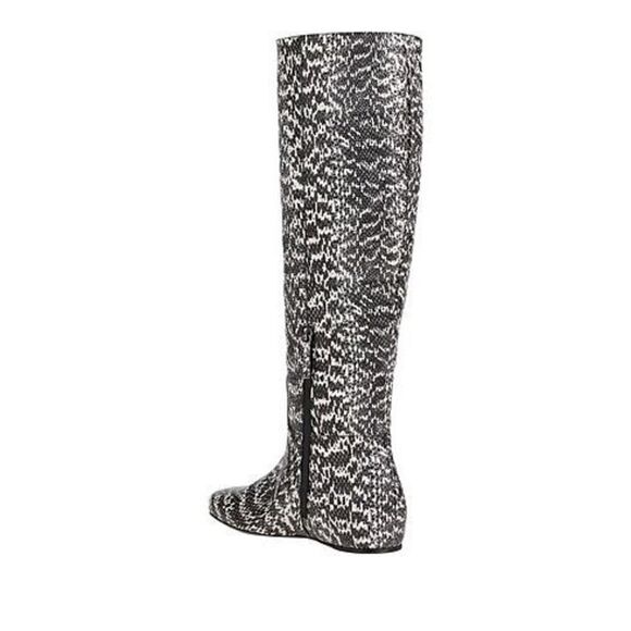 New Longchamp Leather Knee High Boots In Black/White - Picture 3 of 14